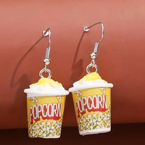 Novelty Pop Corn Dangle Earrings - Picture 4 of 10